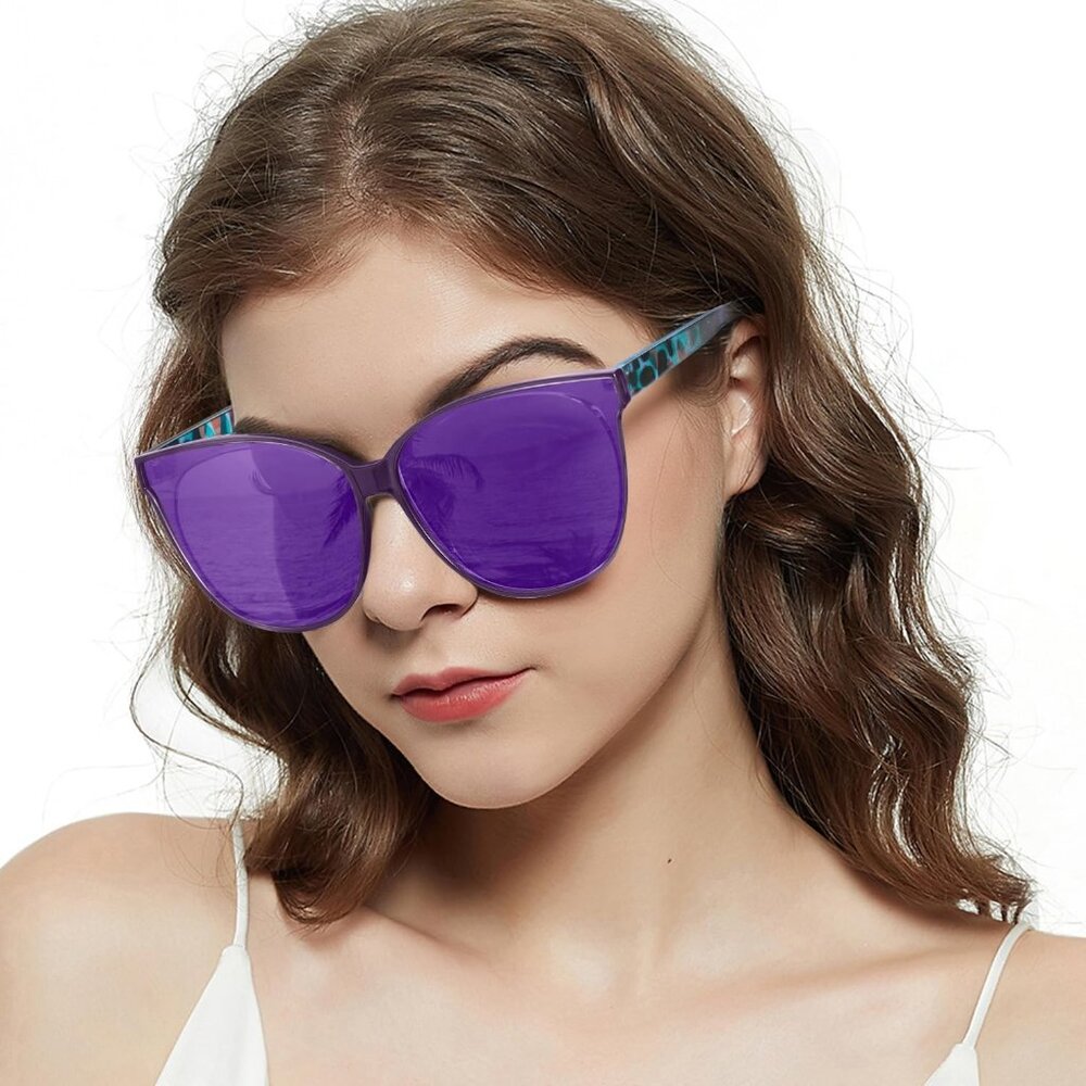 Women Tortoise Frame UV400 Protection Oversized Cat Eye Frame Retro Sunglasses